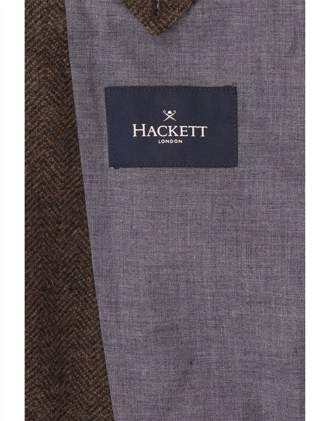 HACKETT Chaqueta tipo blazer de 3 botones para hombre UK 44 XL Lana en espiga marrón