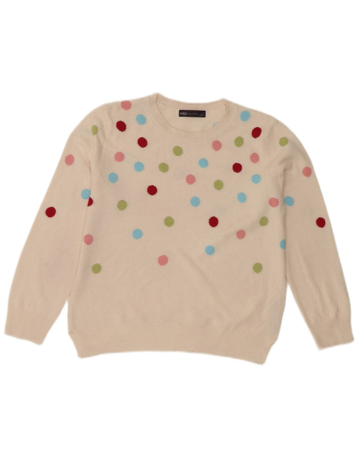Marks & Spencer Suéter tipo jersey con cuello redondo para mujer UK 12 Medium Off White