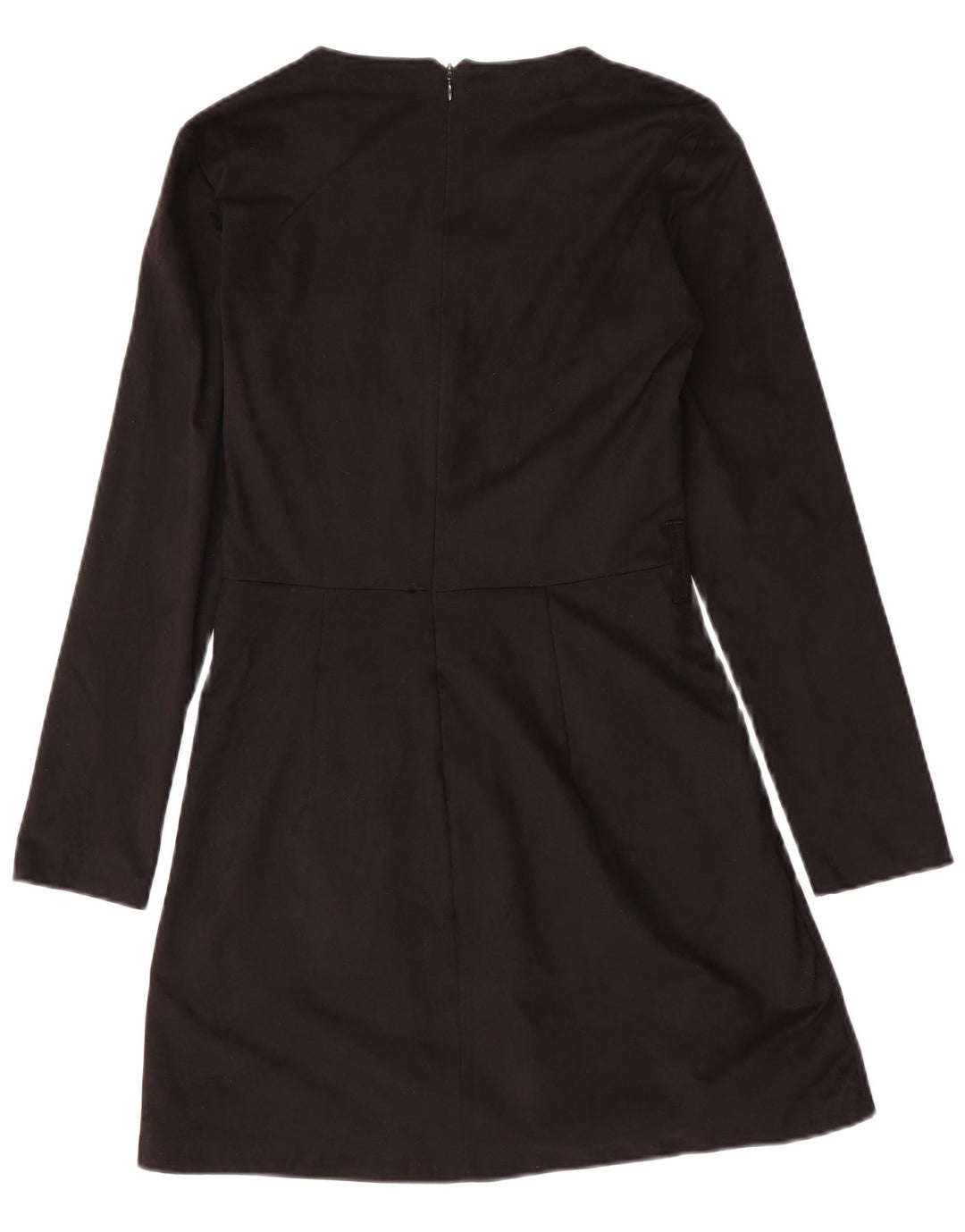 Zara Vestido Acampanado De Manga Larga Para Mujer UK 42 Medio Negro Poliéster