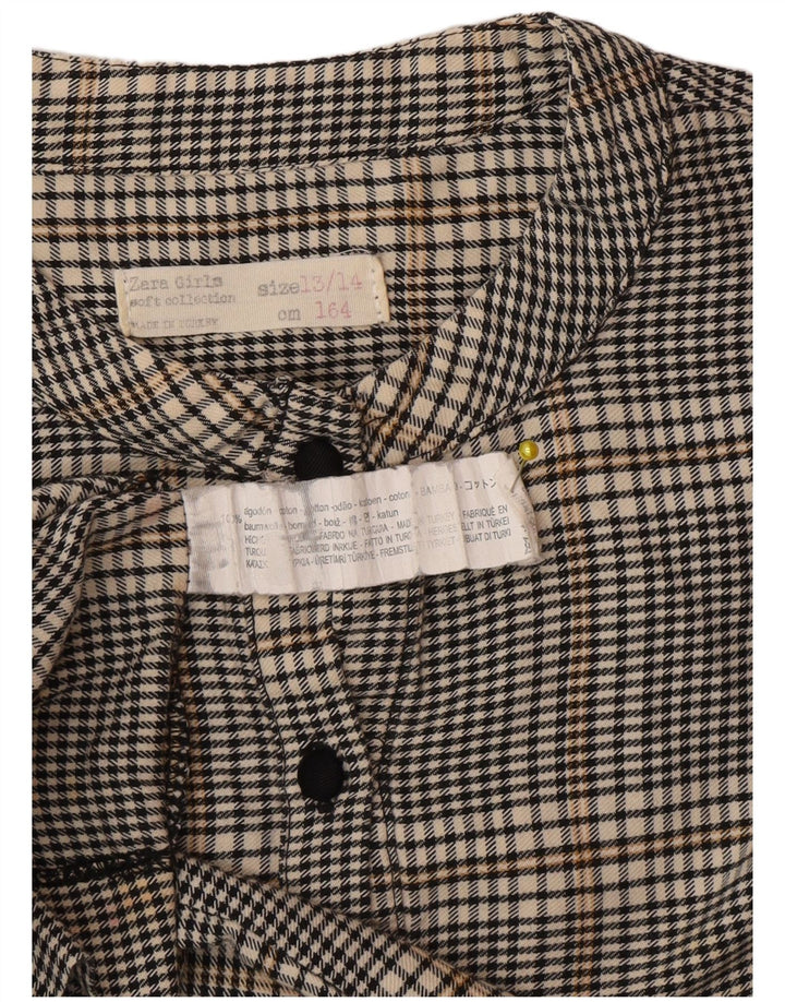 Zara Vestido Camisero Niña 13-14 Años Algodón Vichy Gris