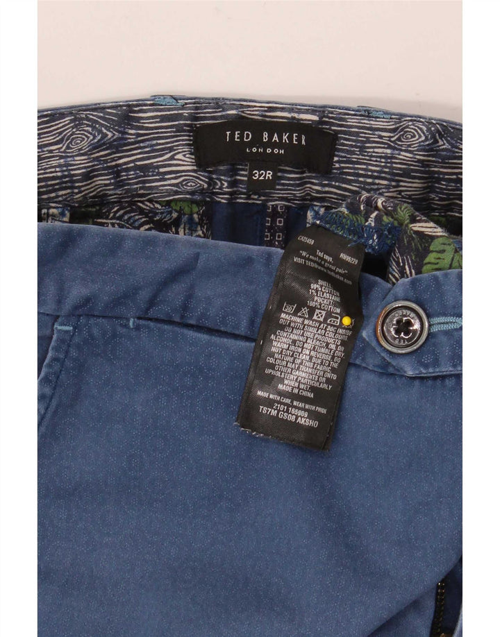 Pantalones cortos chinos para hombre de Ted Baker W32 Algodón geométrico azul medio
