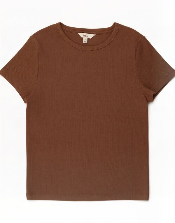 Marks & Spencer Camiseta para mujer Top UK 44 Algodón marrón medio