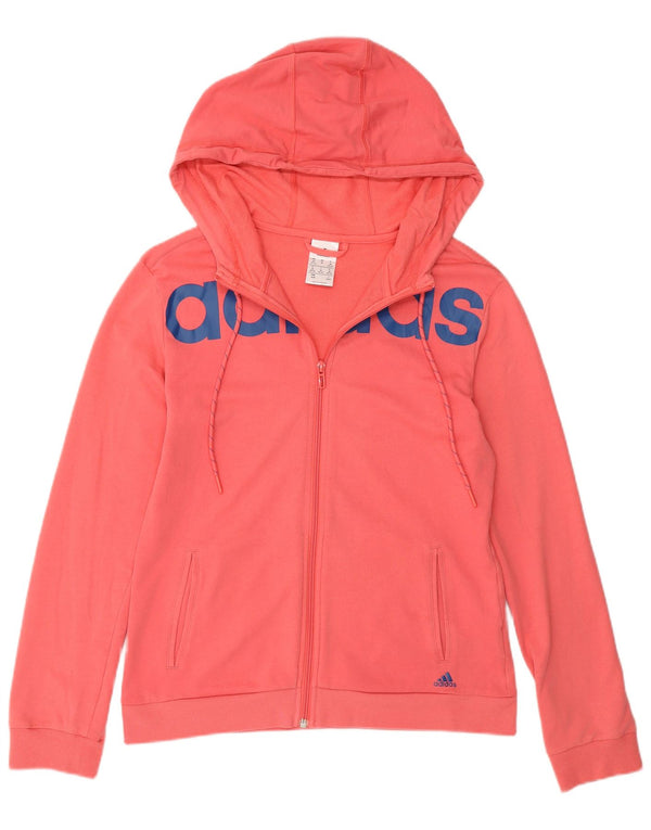 Adidas Sudadera con capucha y cremallera gráfica para mujer Reino Unido 12/14 Algodón rosa medio