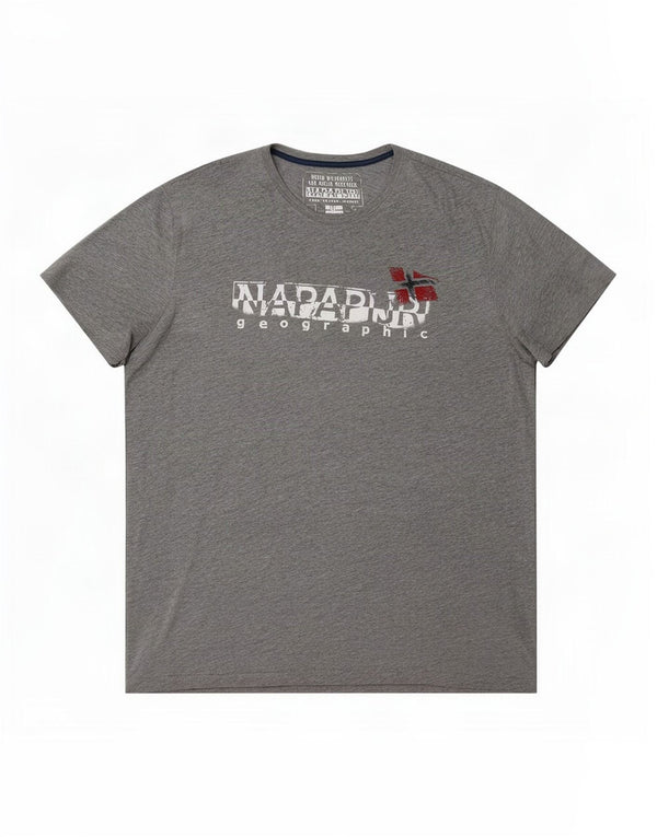 Napapijri Camiseta con gráfico geográfico para hombre Top 3XL Algodón gris