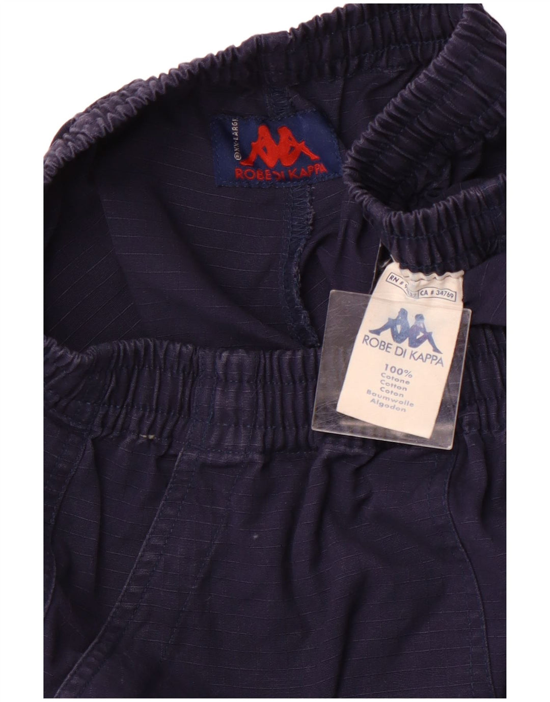 KAPPA Pantalones cortos cargo de cintura alta para mujer 2XL W32 Azul marino Cuadros Algodón Deportes