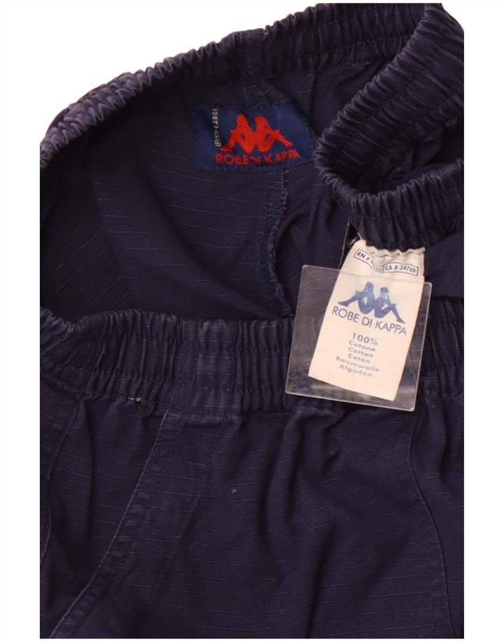 KAPPA Pantalones cortos cargo de cintura alta para mujer 2XL W32 Azul marino Cuadros Algodón Deportes