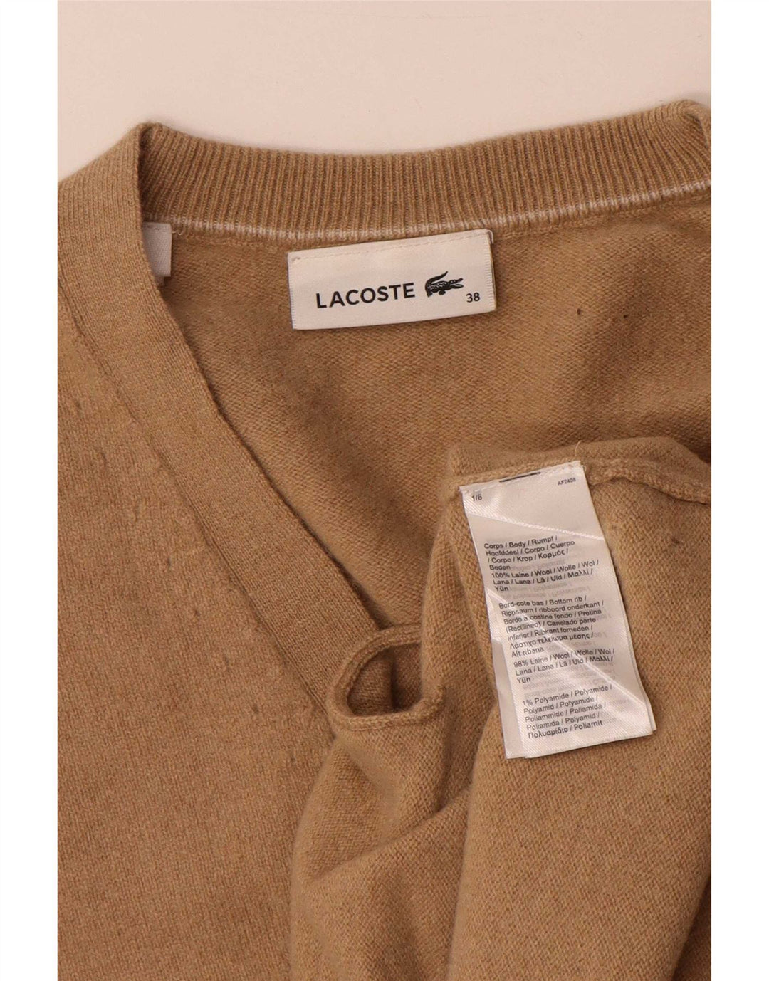 Suéter tipo cárdigan para mujer Lacoste Talla 38 Lana beige mediana