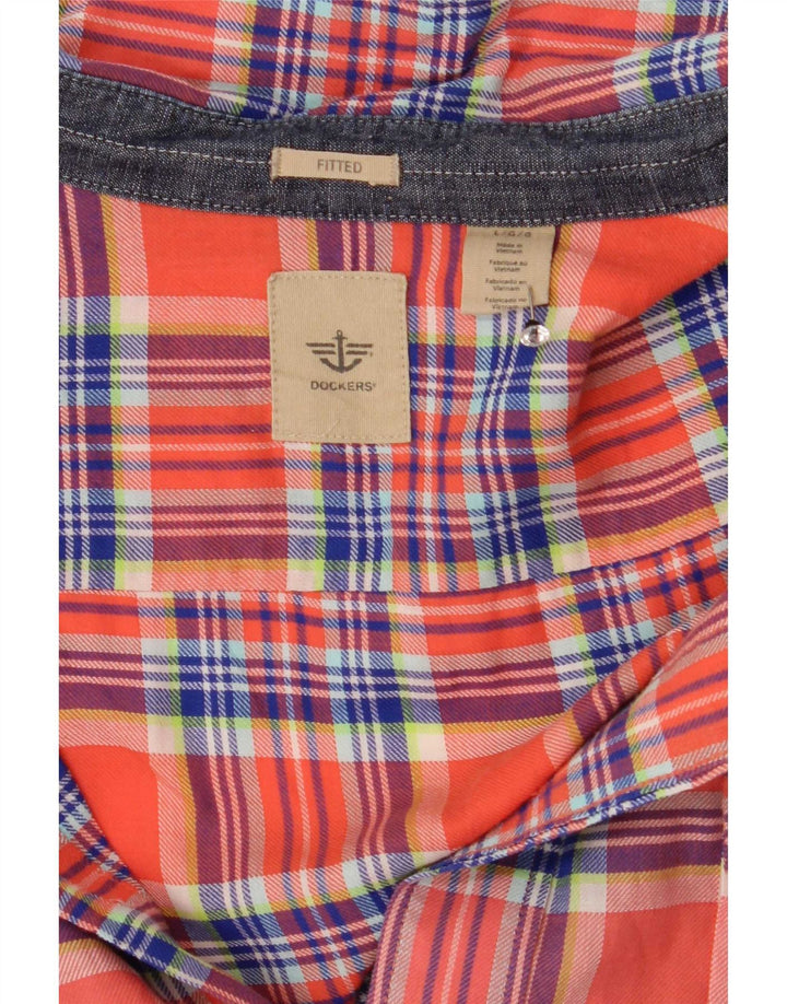 Dockers Camisa De Franela Entallada De Cuadros Naranja Grande Para Hombre
