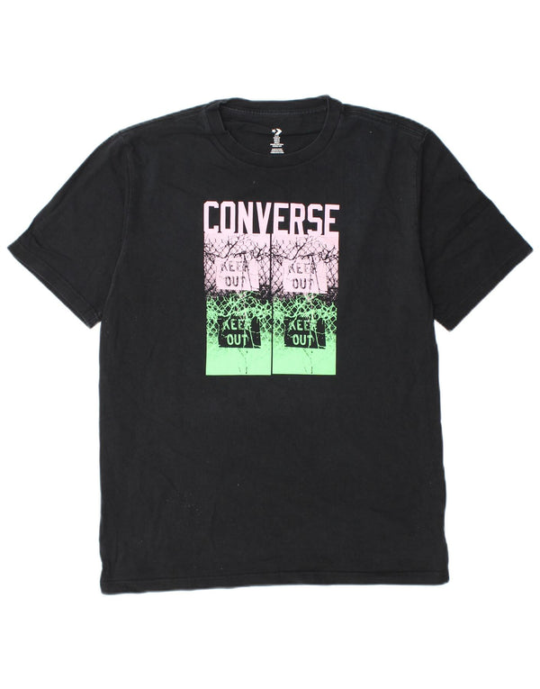 Converse - Camiseta gráfica para hombre, parte superior mediana de algodón negro