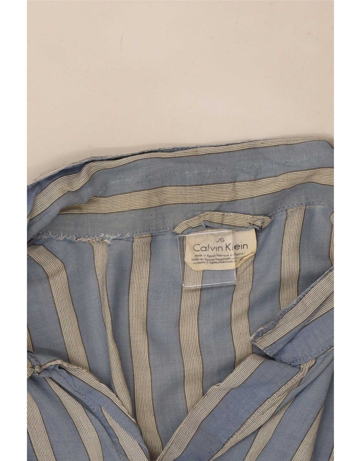Calvin Klein Camisa tipo jersey de manga corta para hombre Algodón a rayas azules grandes