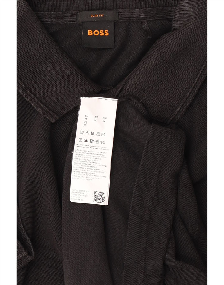 HUGO BOSS Polo de corte slim para hombre de algodón negro mediano