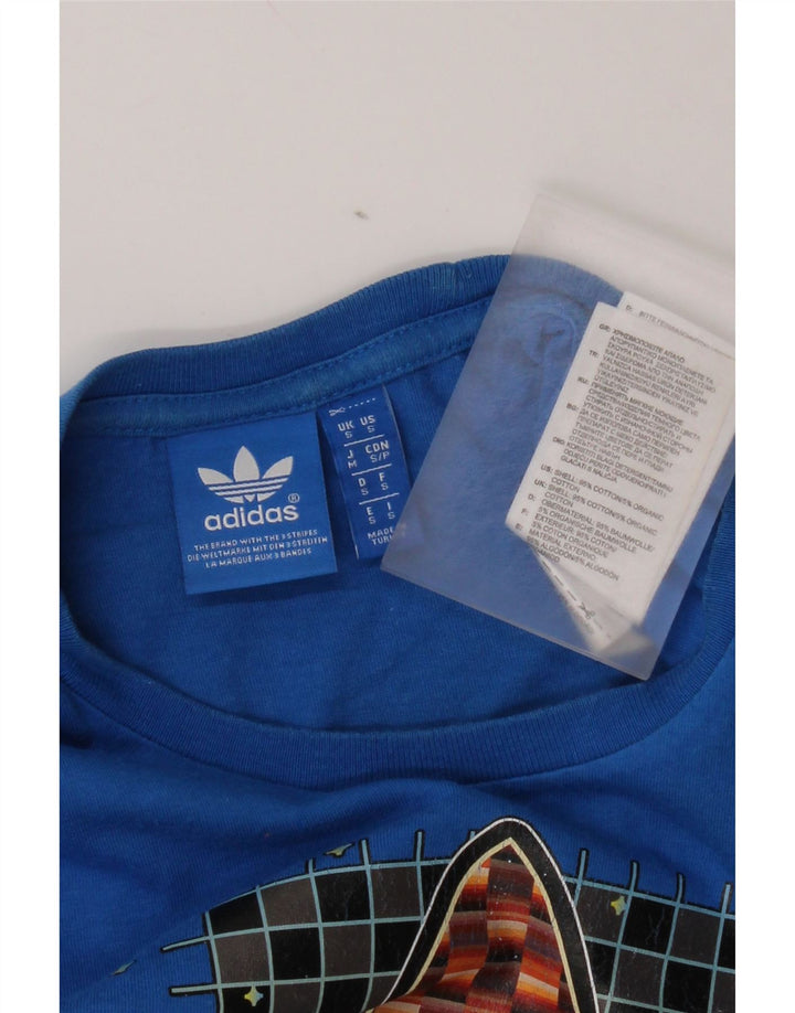 Adidas - Camiseta gráfica para hombre, talla pequeña, algodón azul