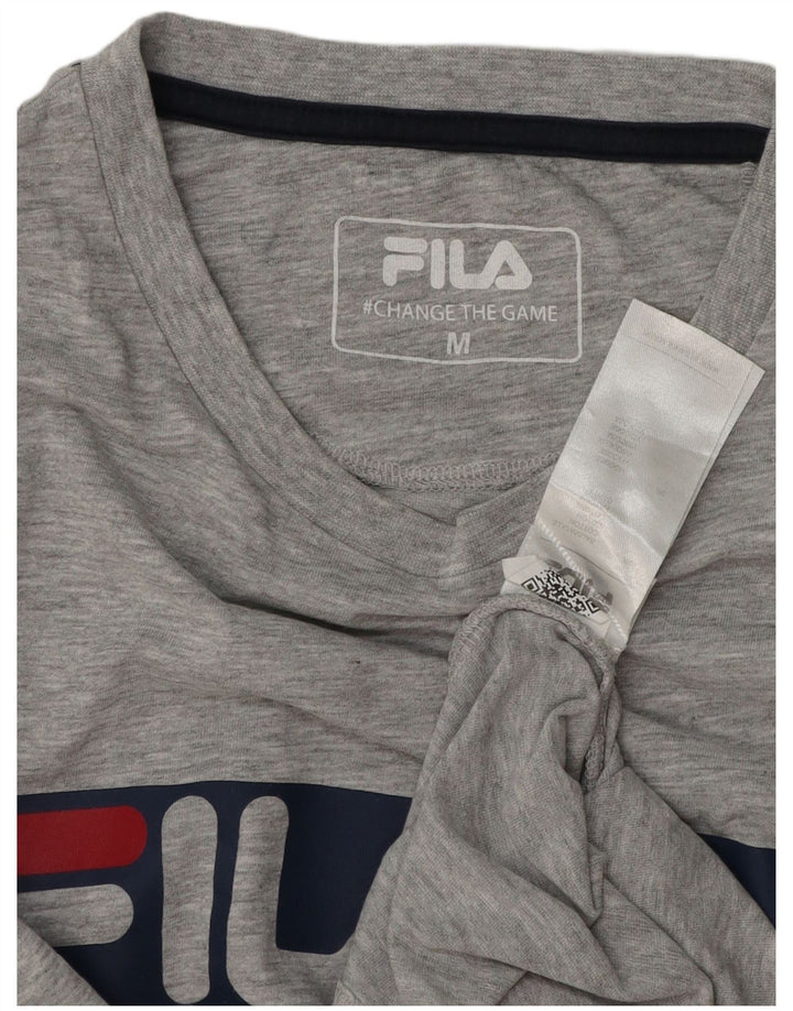 Fila Camiseta gráfica para hombre Top de algodón moteado gris medio