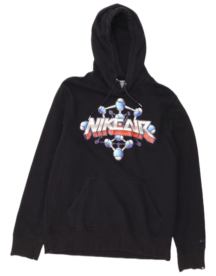 Nike Sudadera con capucha gráfica para hombre, jersey de algodón negro mediano