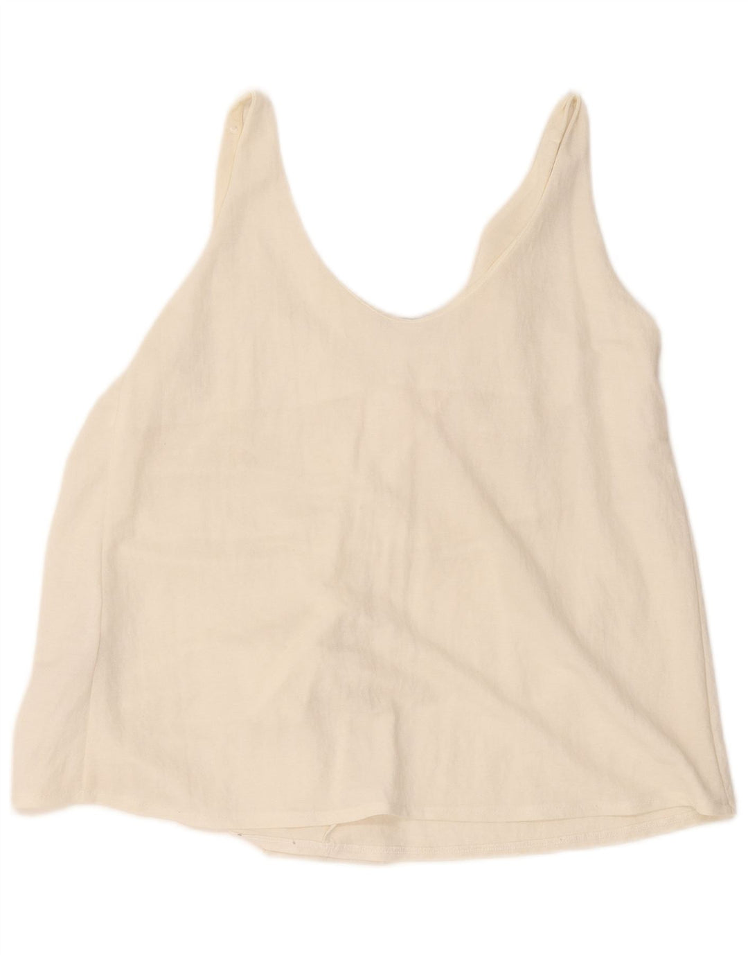 Zara Top Corto Sin Mangas Para Mujer UK 42 Medium Off White Viscosa
