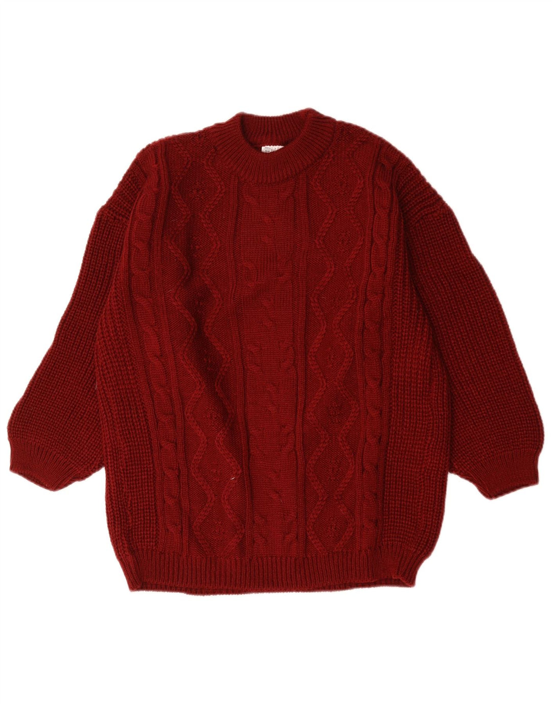 Vintage mujer oversize cuello redondo jersey suéter UE 38/40 granate medio