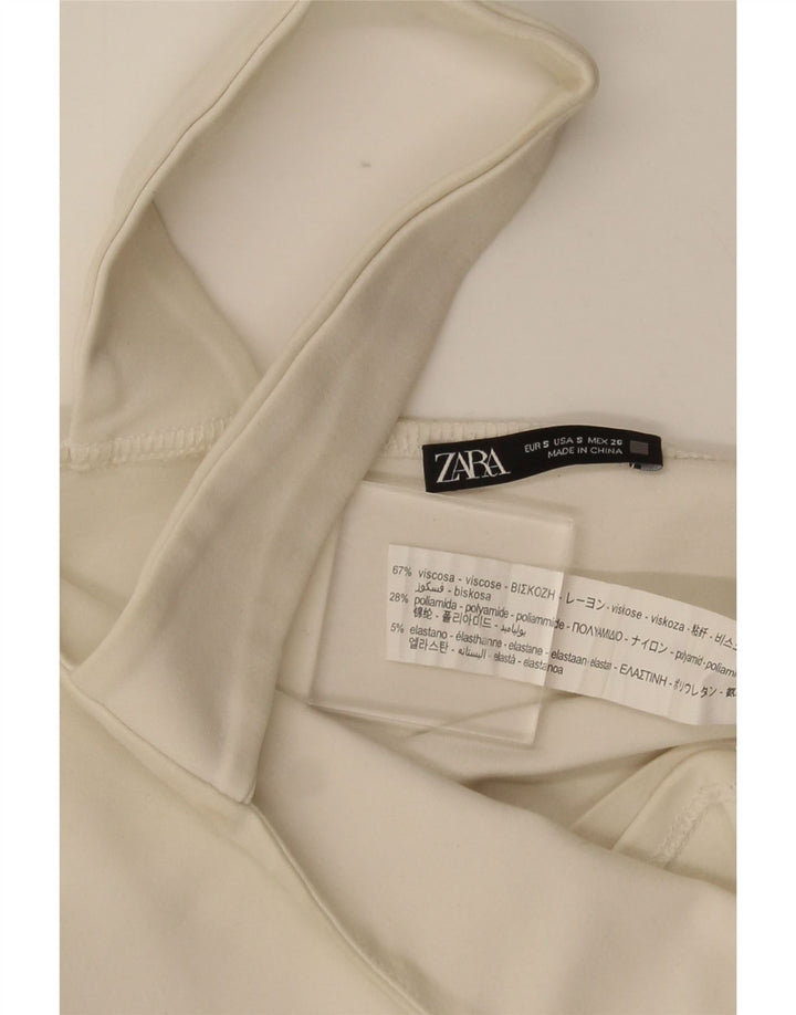 Zara Mujer Crop Top UK 8 Small Viscosa Blanca
