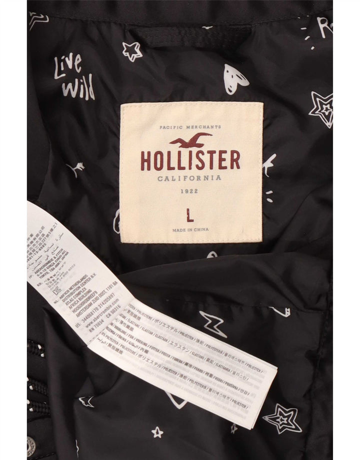Hollister Chaqueta Bomber para Mujer UK 46 Grande Poliéster Negro