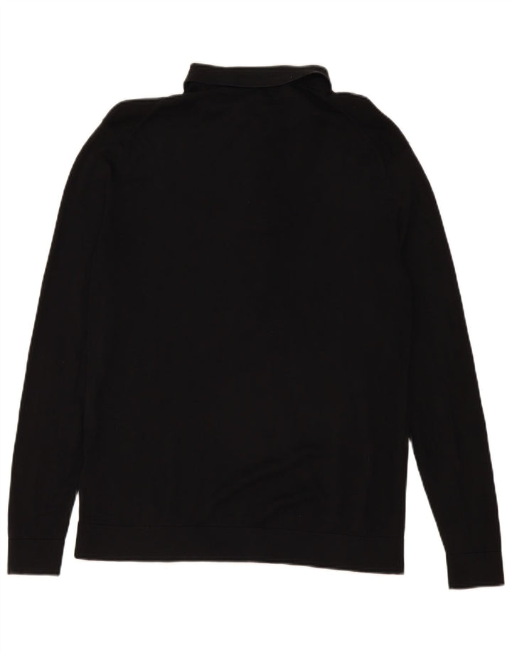 Cos - Jersey de cuello polo para hombre, talla grande, seda negra