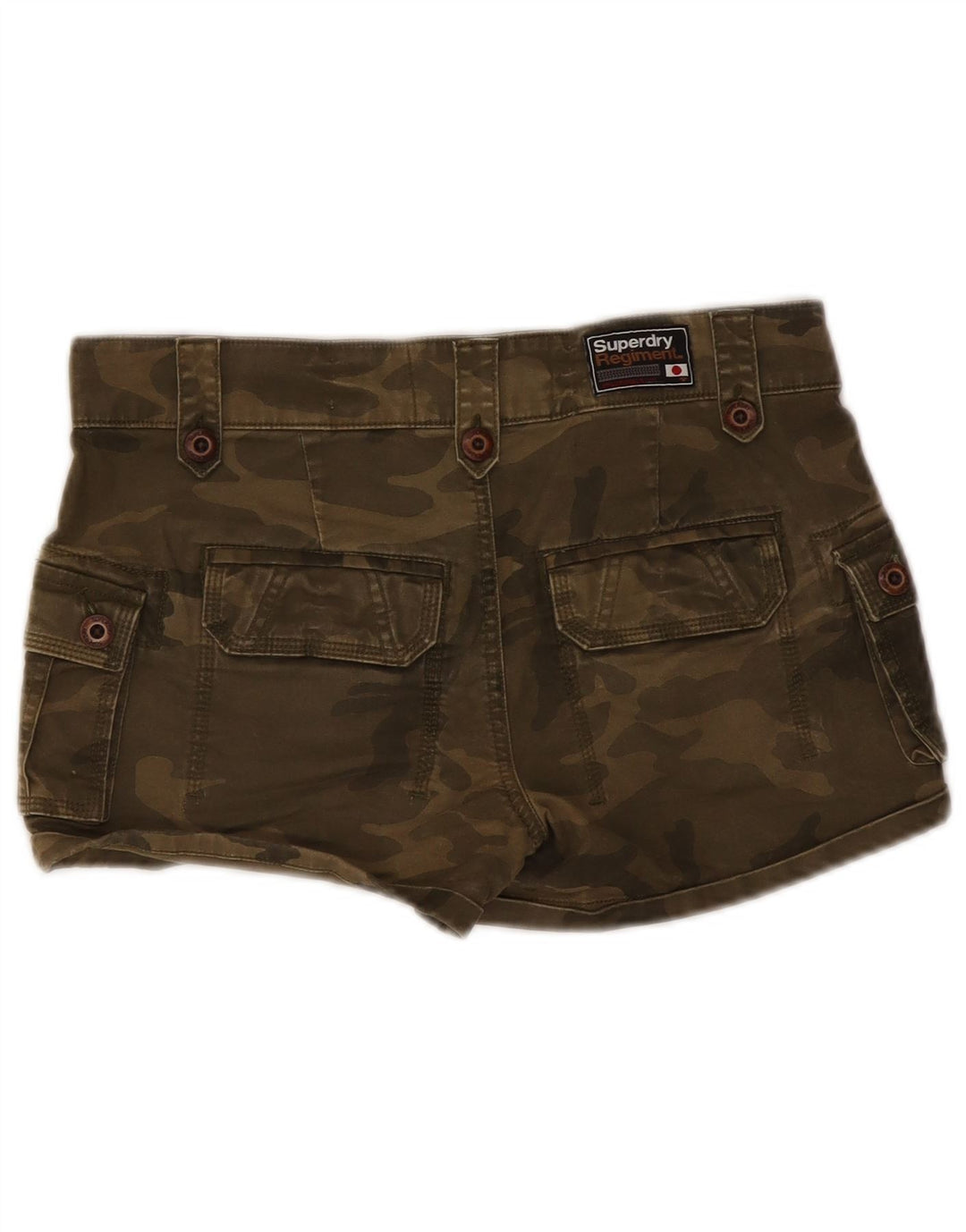 Superdry Shorts Cargo Mujer Small W30 Khaki Camuflaje Algodón