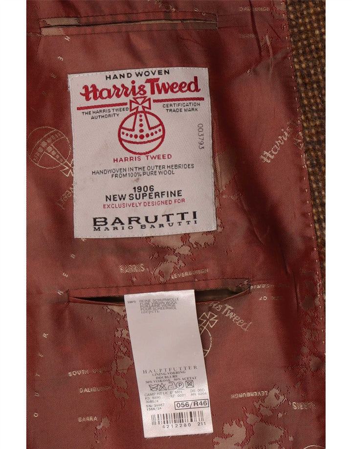 Harris Tweed Chaqueta tipo blazer de 2 botones para hombre UK 46 3XL Lana virgen marrón