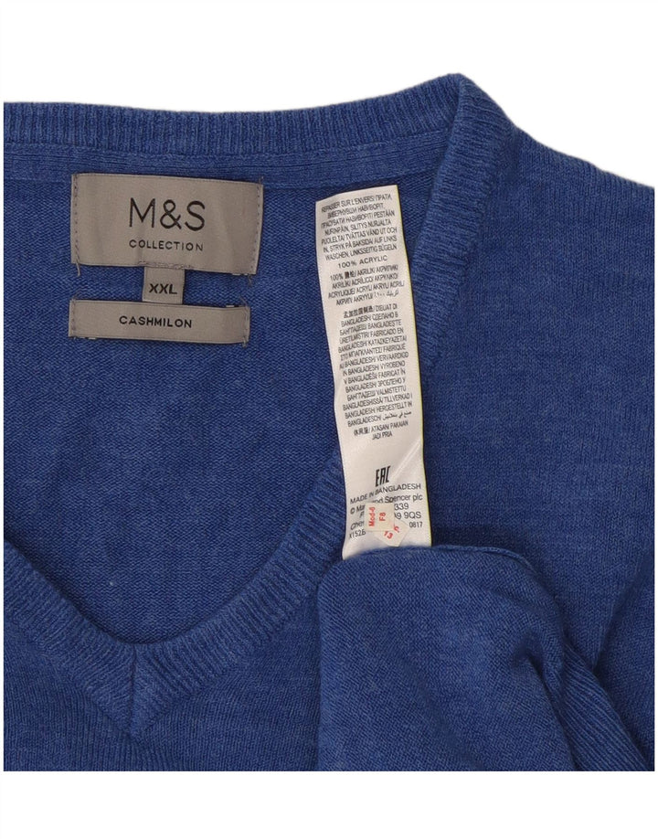 Marks & Spencer Suéter con Cuello en V para Hombre 2XL Acrílico Azul