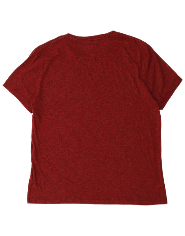 Jack Wills Camiseta gráfica para hombre Top XL Algodón moteado burdeos