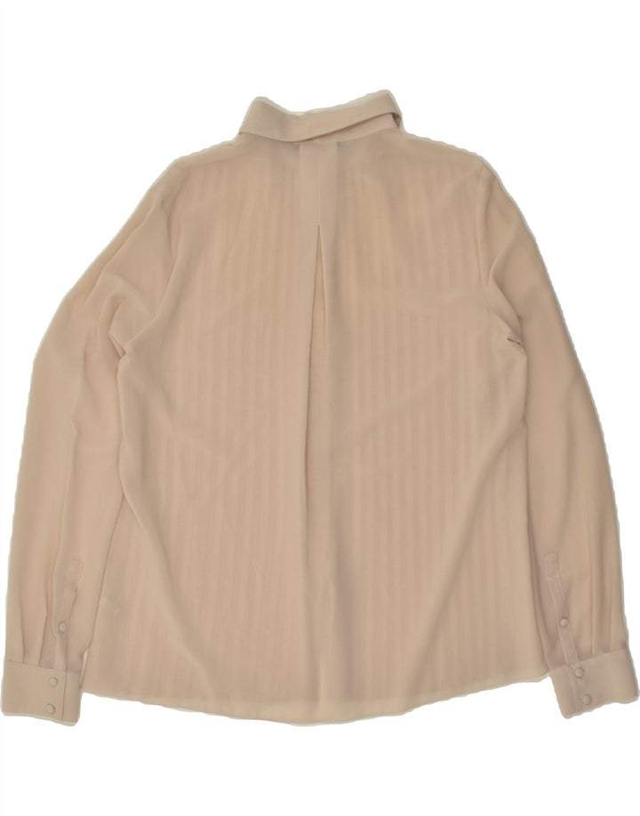 PINKO Blusa camisera transparente de gran tamaño para mujer UK 10 Small Beige