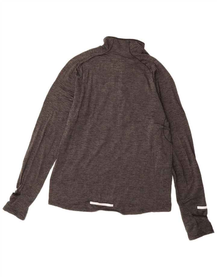 NIKE Top de chándal Dri Fit con cremallera y cuello para hombre, color gris medio moteado