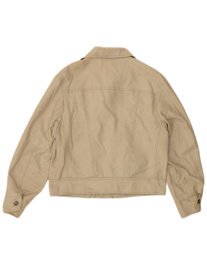 Vintage mujer crop bomber chaqueta IT 48 XL Beige