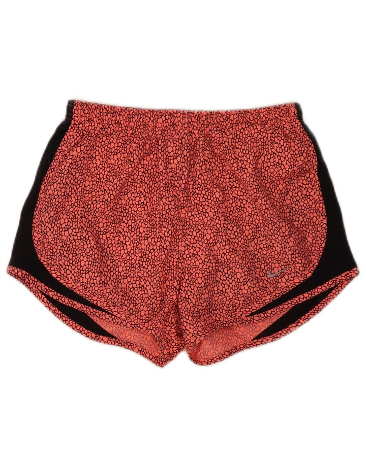 Nike Dri Fit - Pantalones cortos deportivos para mujer, diseño abstracto, talla 10, poliéster rojo pequeño