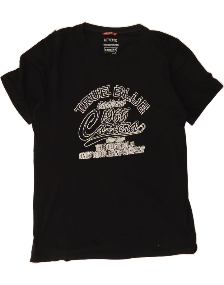 CARRERA Mens Graphic T-Shirt Top Large Black Cotton Vintage Carrera and Second-Hand Carrera from Messina Hembry 