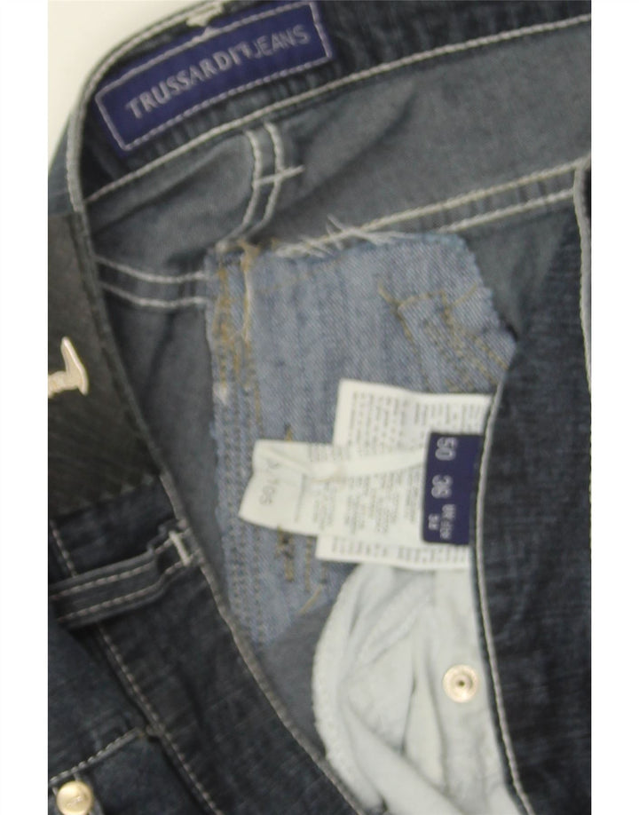 TRUSSARDI Womens Straight Jeans W34 L33 Navy Blue Cotton Vintage Trussardi and Second-Hand Trussardi from Messina Hembry 