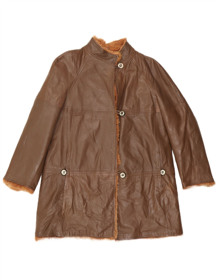 Vintage Womens Leather Jacket UK 12 Medium Brown