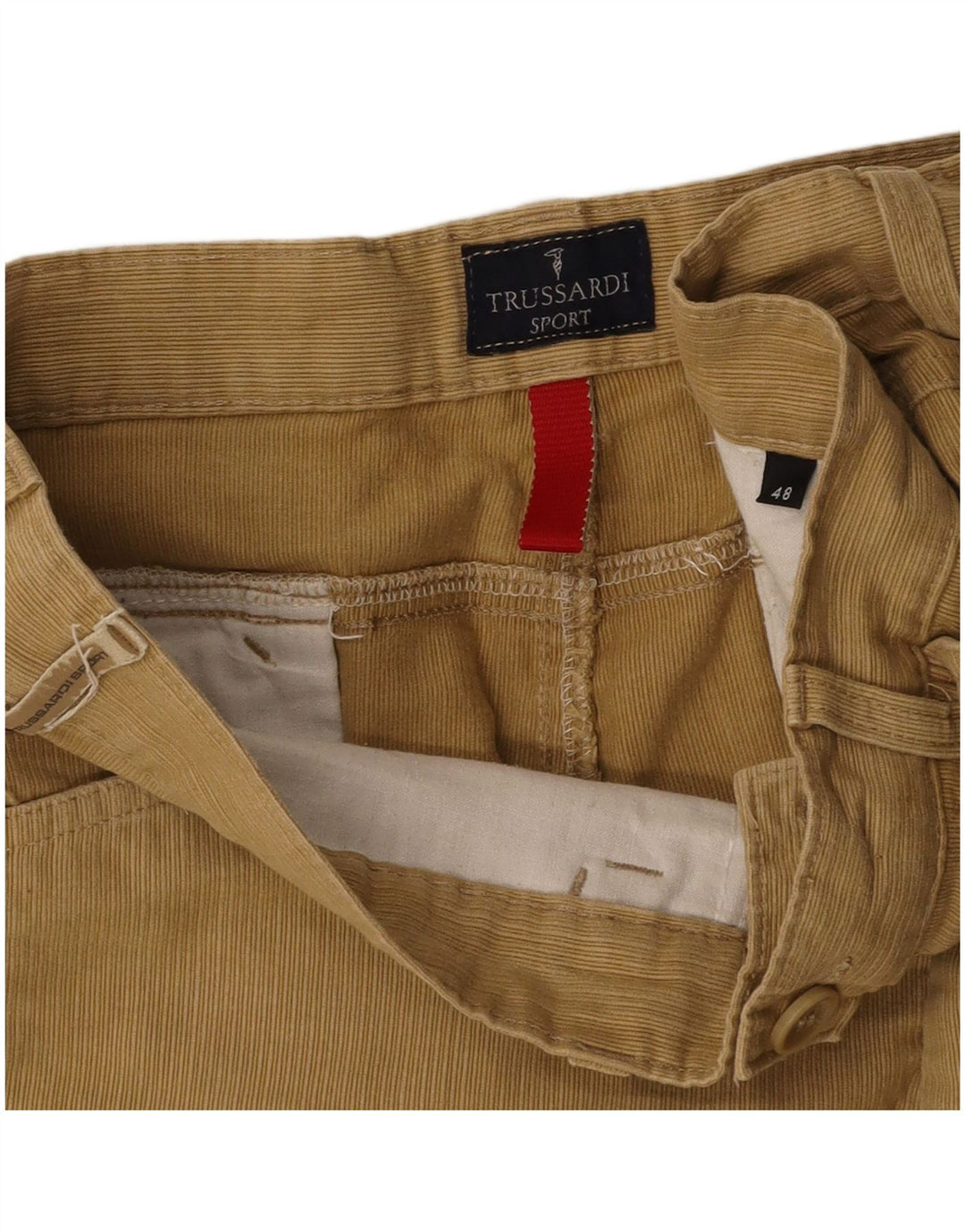 TRUSSARDI Pantalón recto de pana para hombre IT 48 Medium W32 L31 Beige
