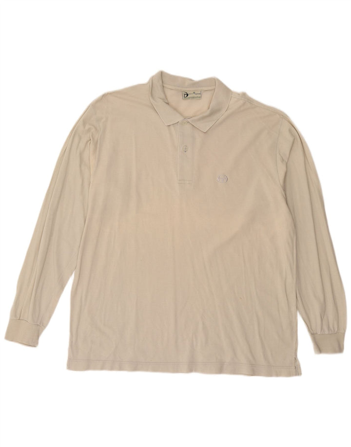 SERGIO TACCHINI Polo de manga larga para hombre IT 52 Large Algodón blanco roto
