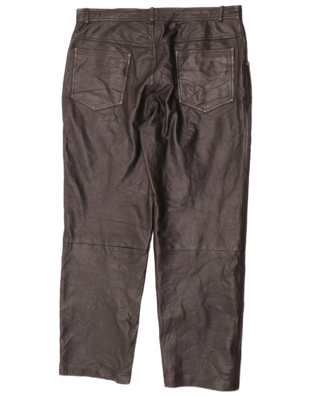 Angelo Litrico Pantalones rectos de cuero para hombre W38 L30 Negro