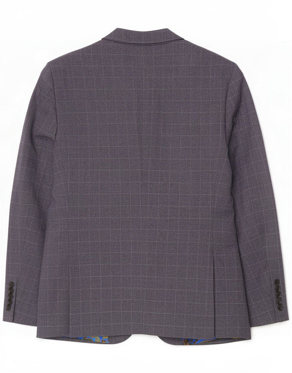 Chaqueta tipo blazer corta de 2 botones para hombre Marks & Spencer UK 42 XL Azul marino Cuadros