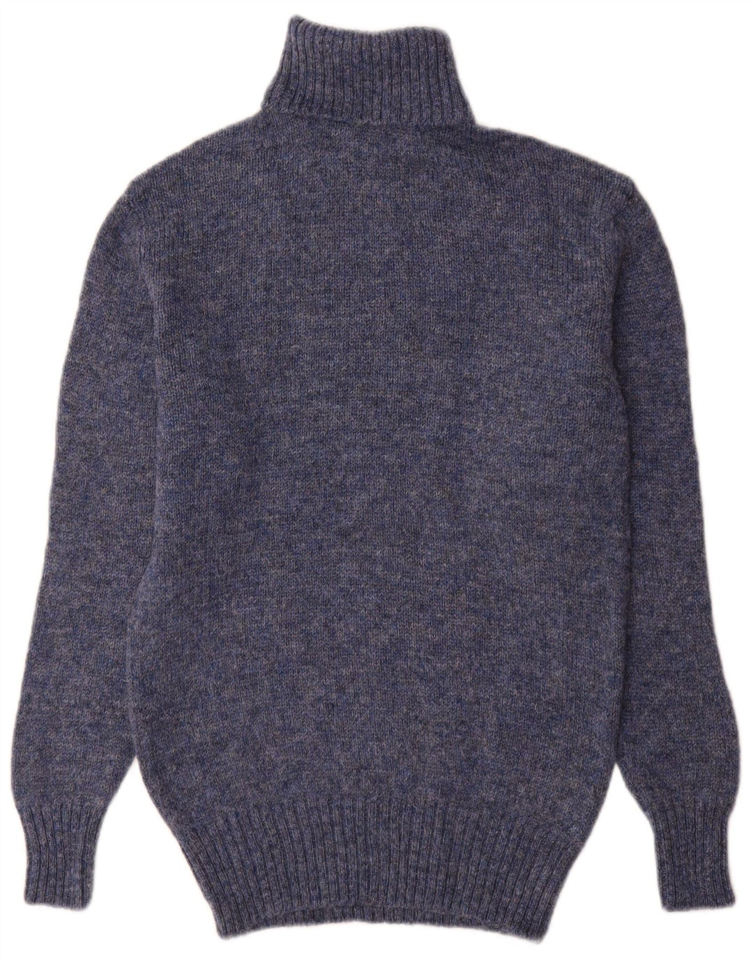 Vintage hombres rollo cuello jersey suéter pequeño azul nueva lana