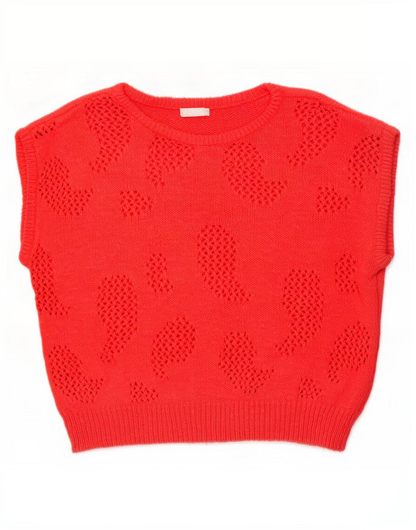 Vintage mujer chaleco camiseta sin mangas Reino Unido 16 algodón rojo grande