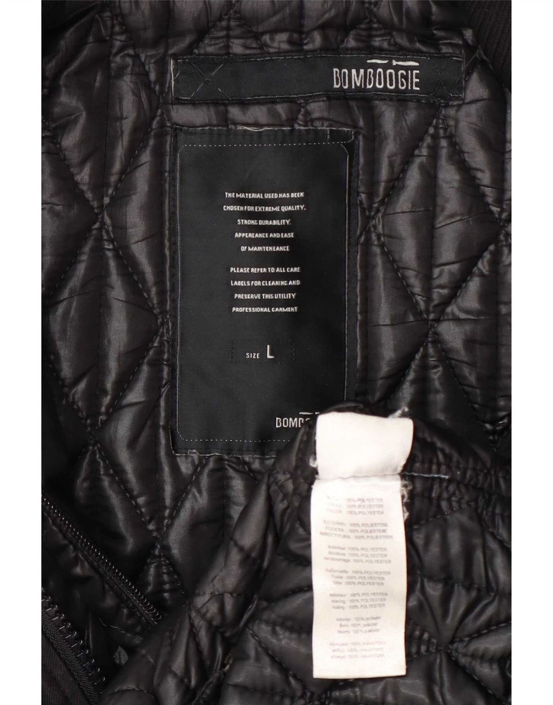 Bomboogie Chaqueta militar utilitaria para hombre UK 40 Grande Poliéster negro