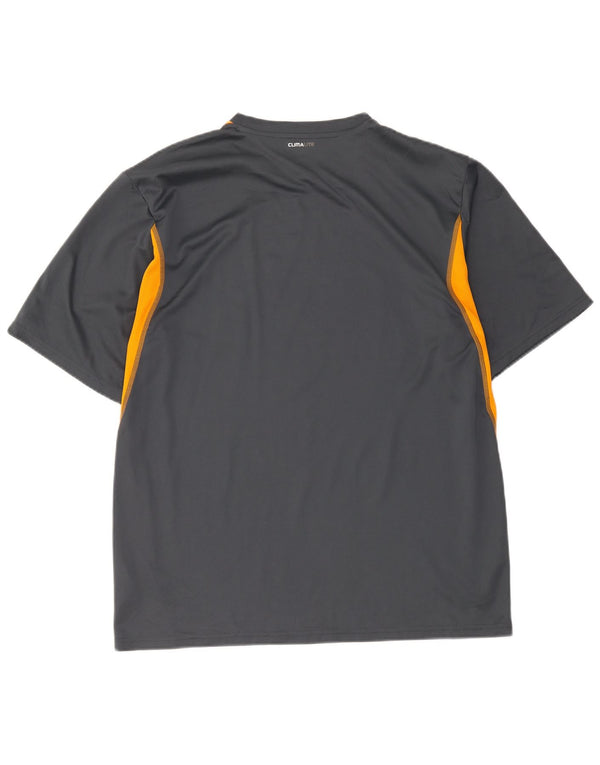 Adidas Hombre Climalite Camiseta Top XL Gris Colorblock Poliéster