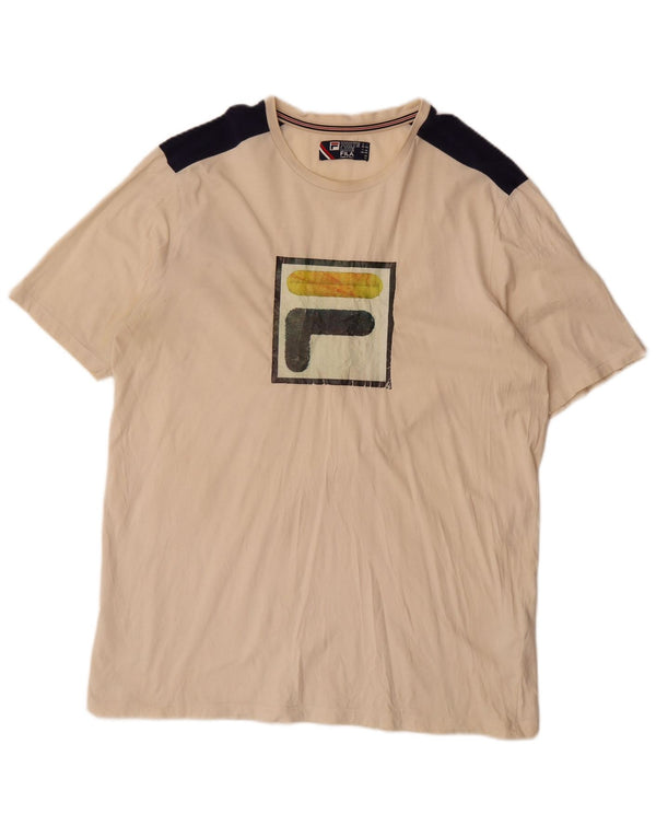 Fila Camiseta gráfica para hombre Top 2XL Algodón color block beige