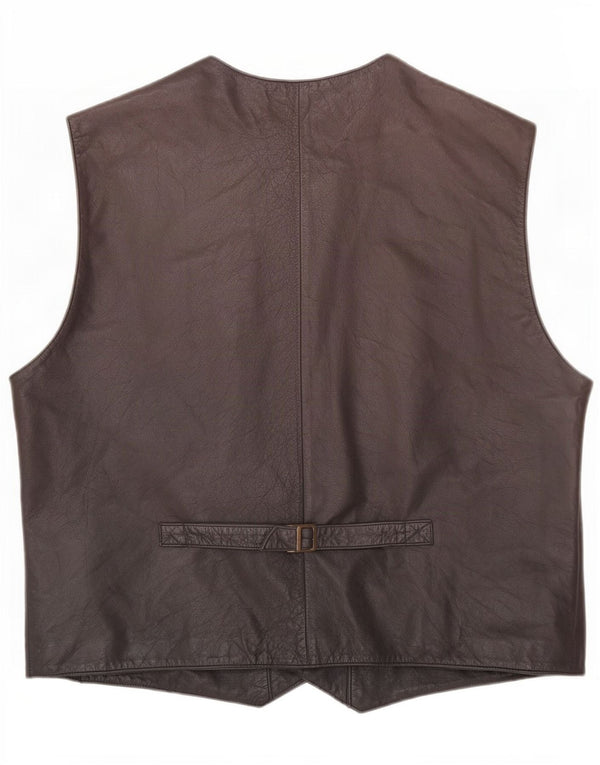 Chaleco de cuero vintage para hombre IT 56 XL Negro