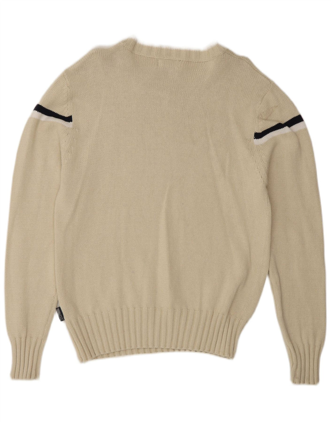 Woolrich Jersey con cuello barco y gráfico para hombre, jersey de rayas medianas en blanco roto