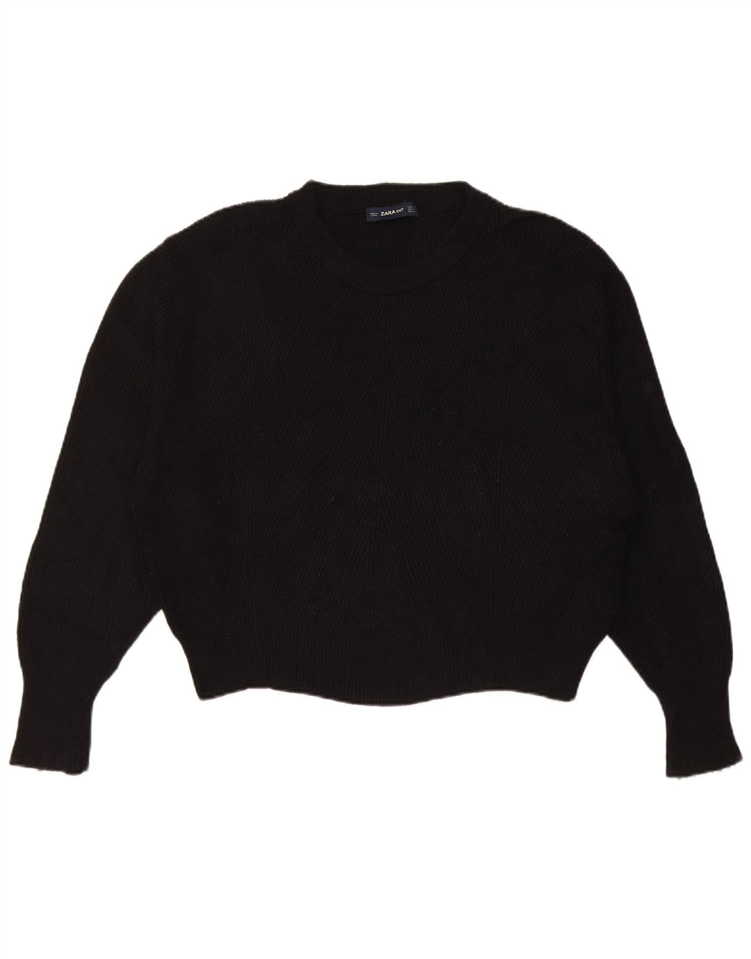 Zara Mujer Jersey De Cuello Redondo De Gran Tamaño UK 44 Viscosa Negra Mediana
