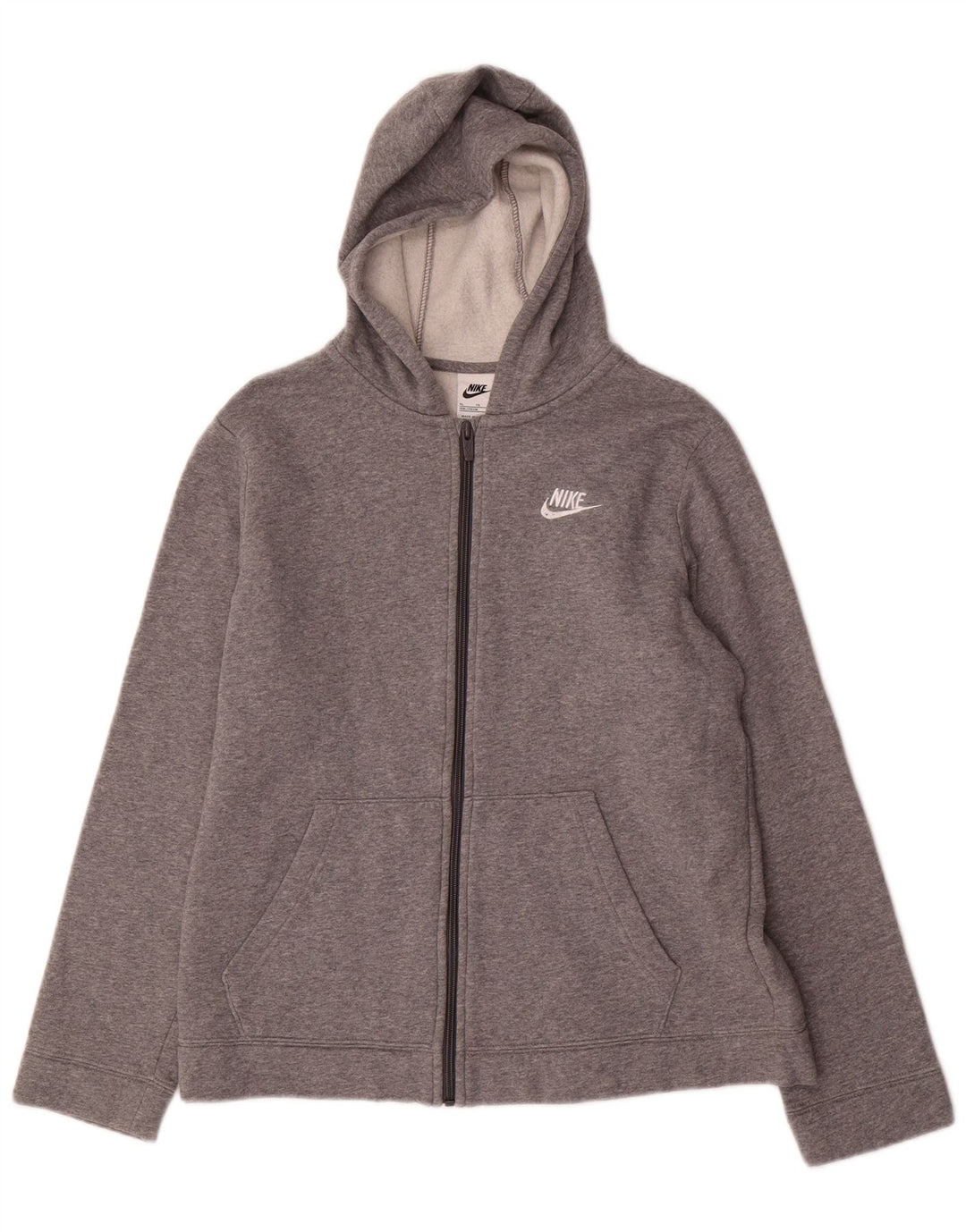 NIKE Sudadera con capucha y cremallera para niños 13-14 años XL Gris Algodón