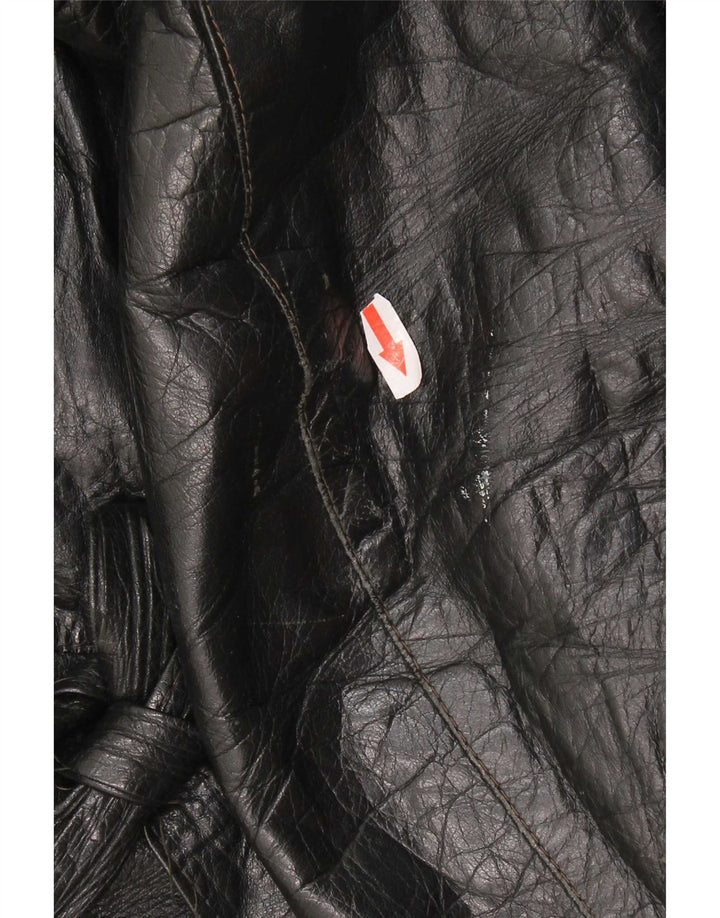 Chaqueta de cuero vintage para mujer IT 48 XL Negro