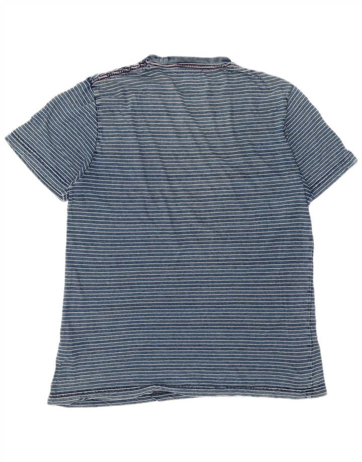 Penguin - Camiseta para hombre, talla grande, algodón a rayas, color azul