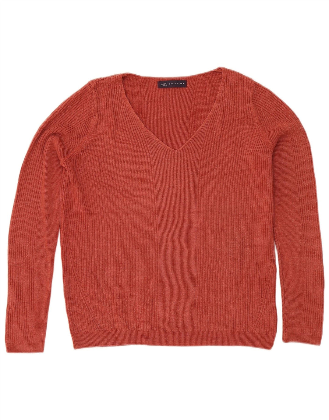 Marks & Spencer Suéter con Cuello en V para Mujer UK 12 Acrílico Marrón Medio